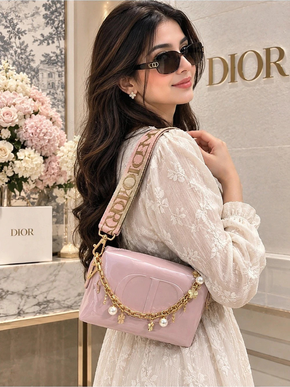 Dior Pink Patent Crossbody Bag